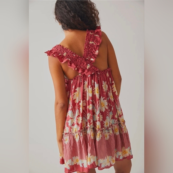 Free People Bailey Wild Daisy Slip Dress Medium Boho Floral Mini - Picture 6 of 8